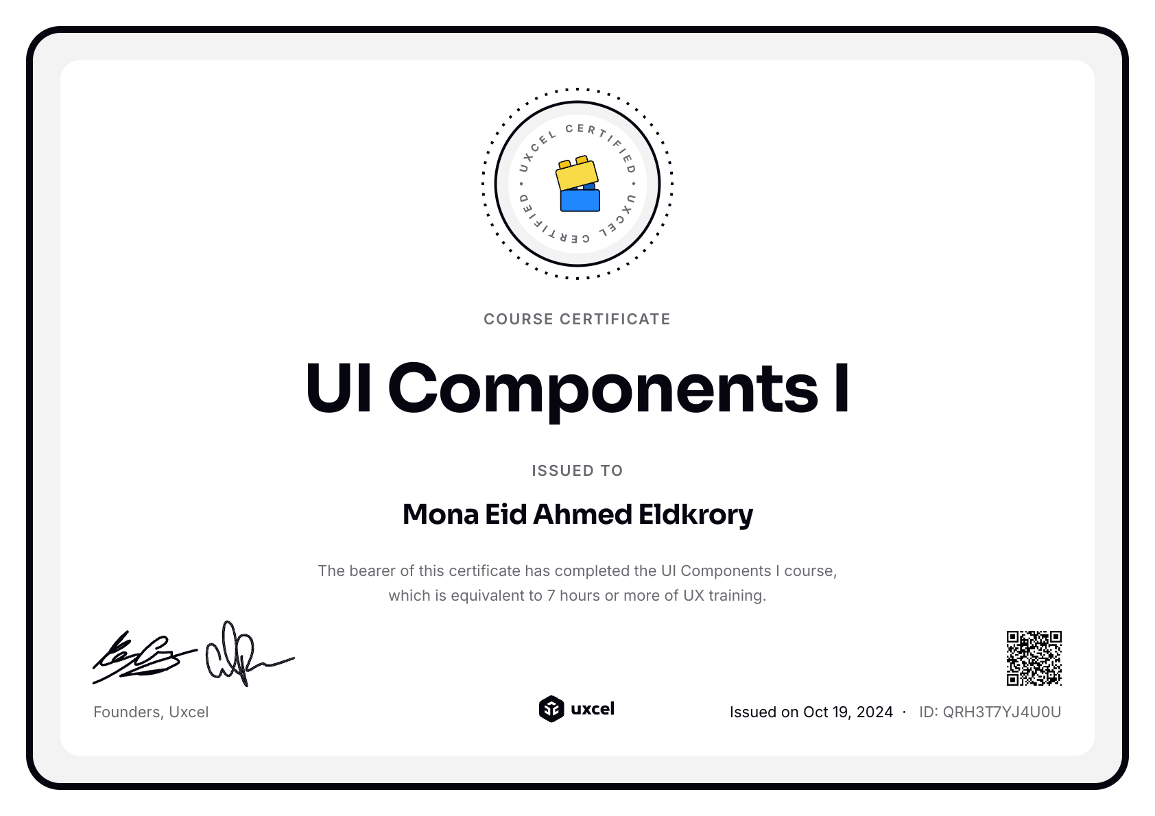 Mona Eid Ahmed Eldkrory's certificate